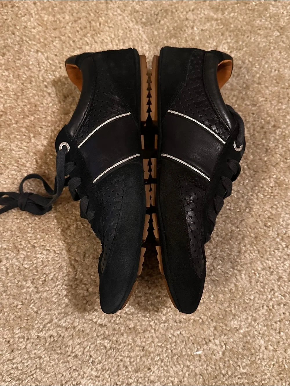 Bally Iuston Luxury Mens Sneakers Black Suede Leather Perforated US 9.5 EU 8.5